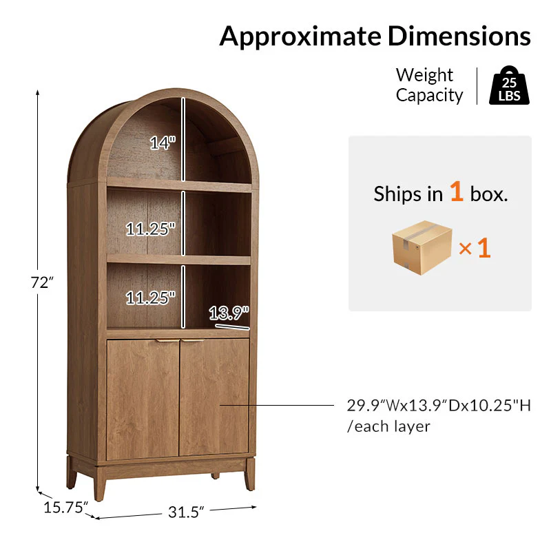 Victoria Modern  Curved Top Bookcase - Image 11