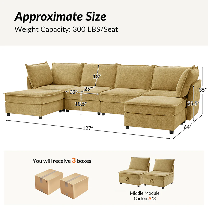 Harmetrix Oversized Soft Sectional Couch with Storage - Image 113