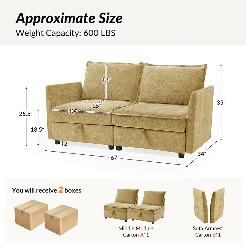 Harmetrix Oversized Soft Sectional Couch with Storage - Image 123