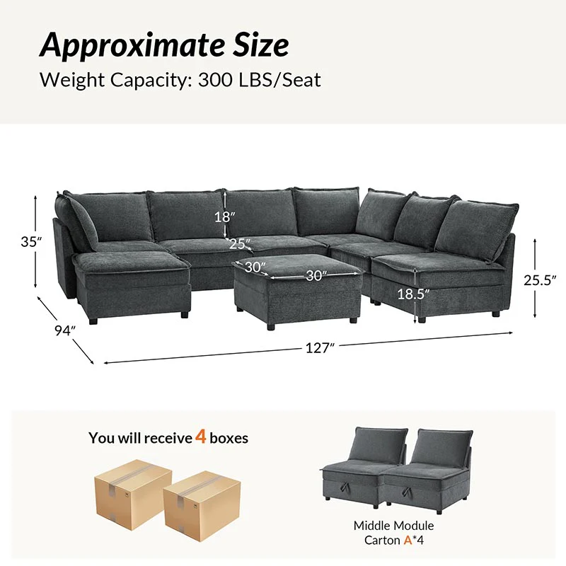Harmetrix Oversized Soft Sectional Couch with Storage - Image 15