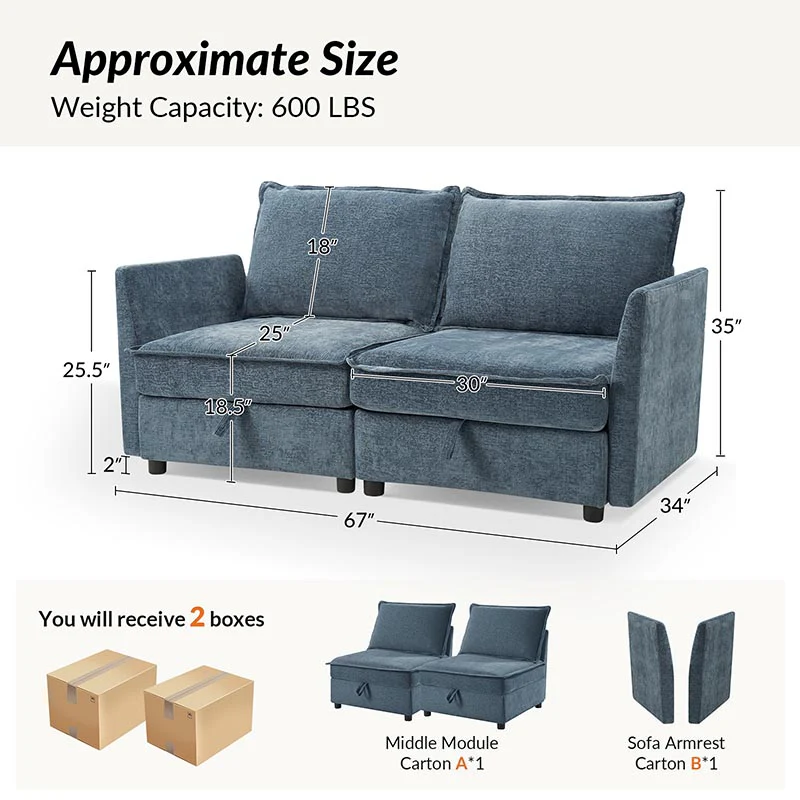 Harmetrix Oversized Soft Sectional Couch with Storage - Image 20