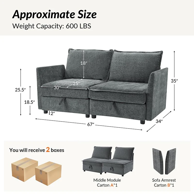Harmetrix Oversized Soft Sectional Couch with Storage - Image 31