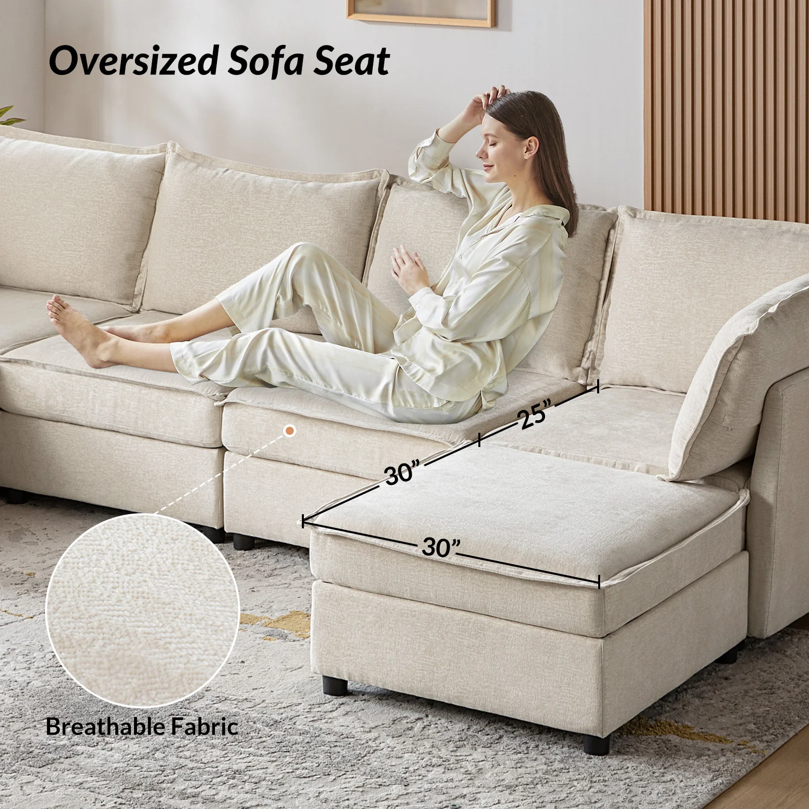 Harmetrix Oversized Soft Sectional Couch with Storage - Image 42