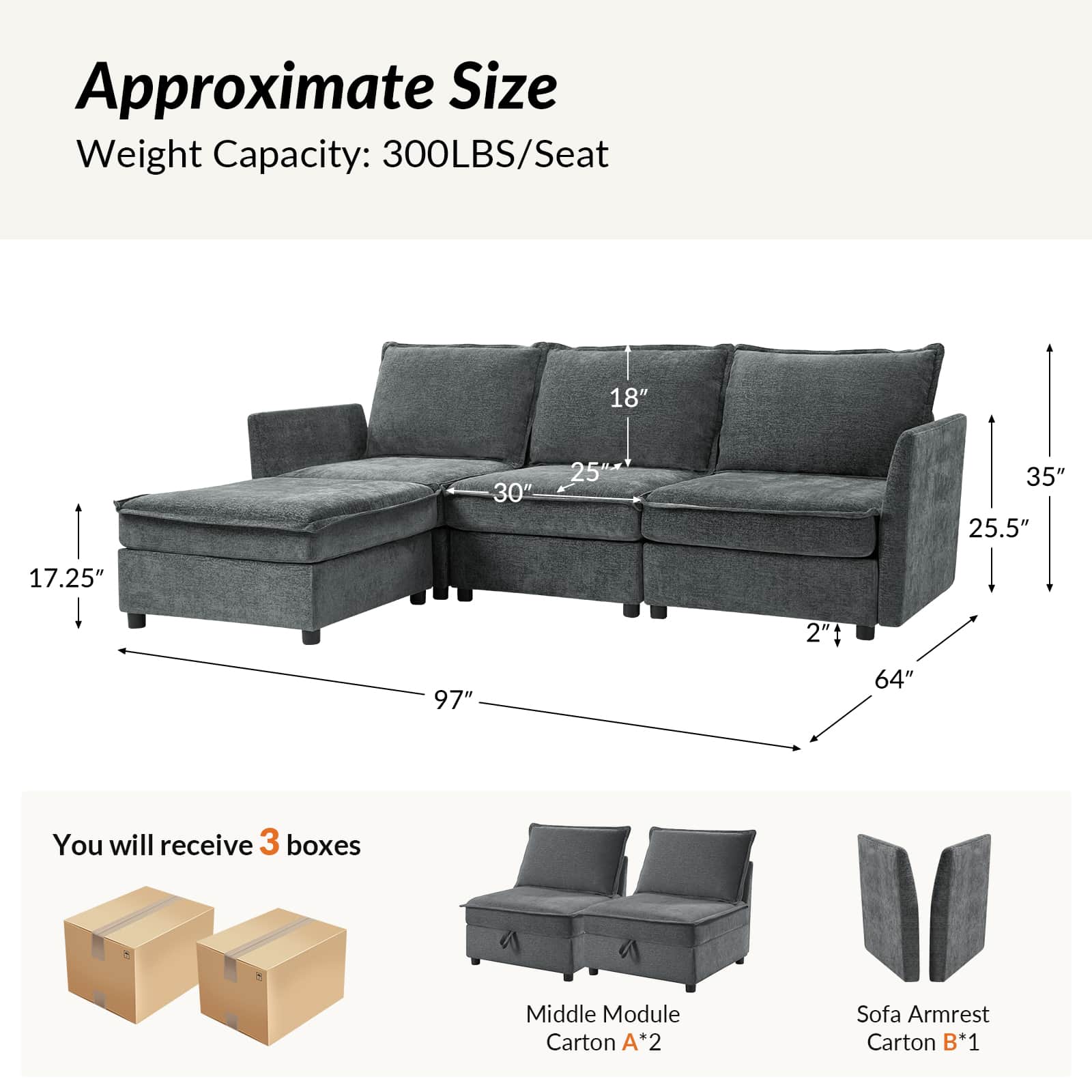 Harmetrix Oversized Soft Sectional Couch with Storage - Image 46