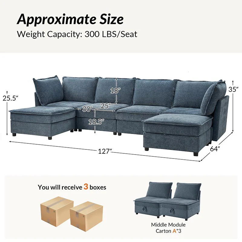 Harmetrix Oversized Soft Sectional Couch with Storage - Image 51