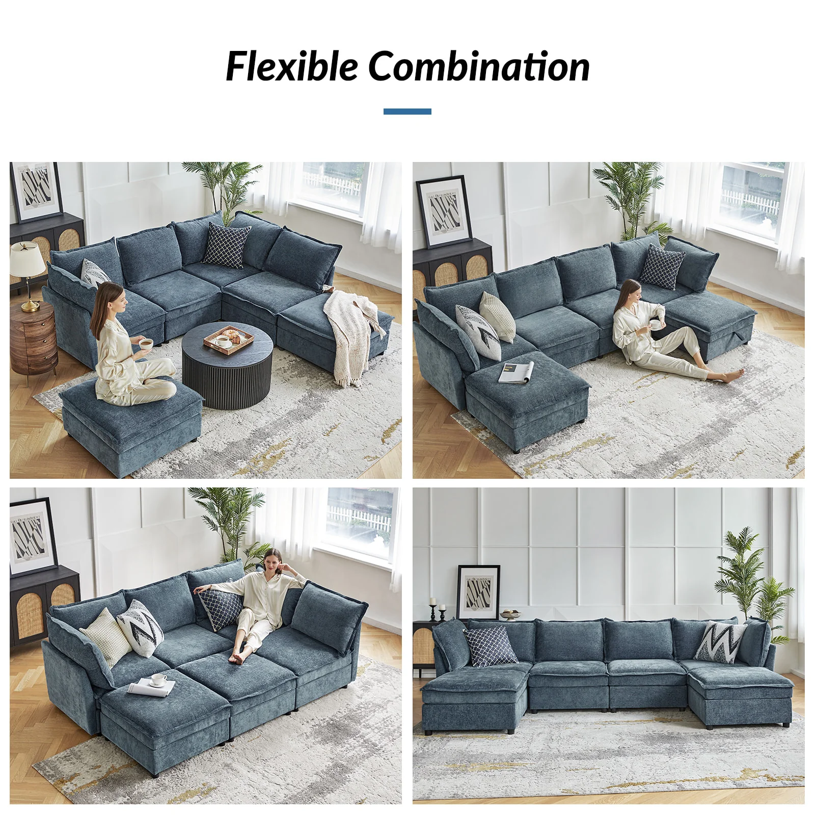Harmetrix Oversized Soft Sectional Couch with Storage - Image 53