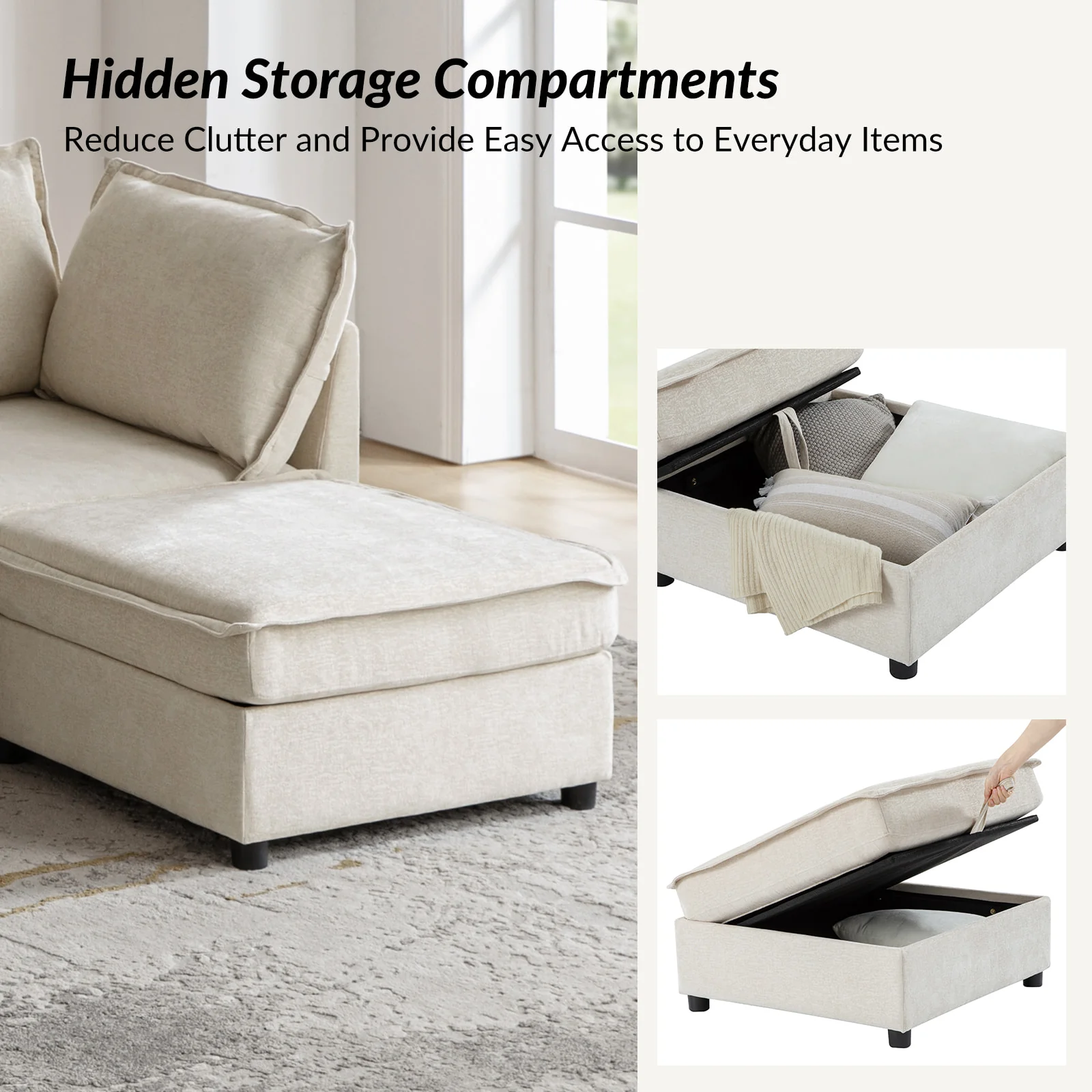 Harmetrix Oversized Soft Sectional Couch with Storage - Image 59