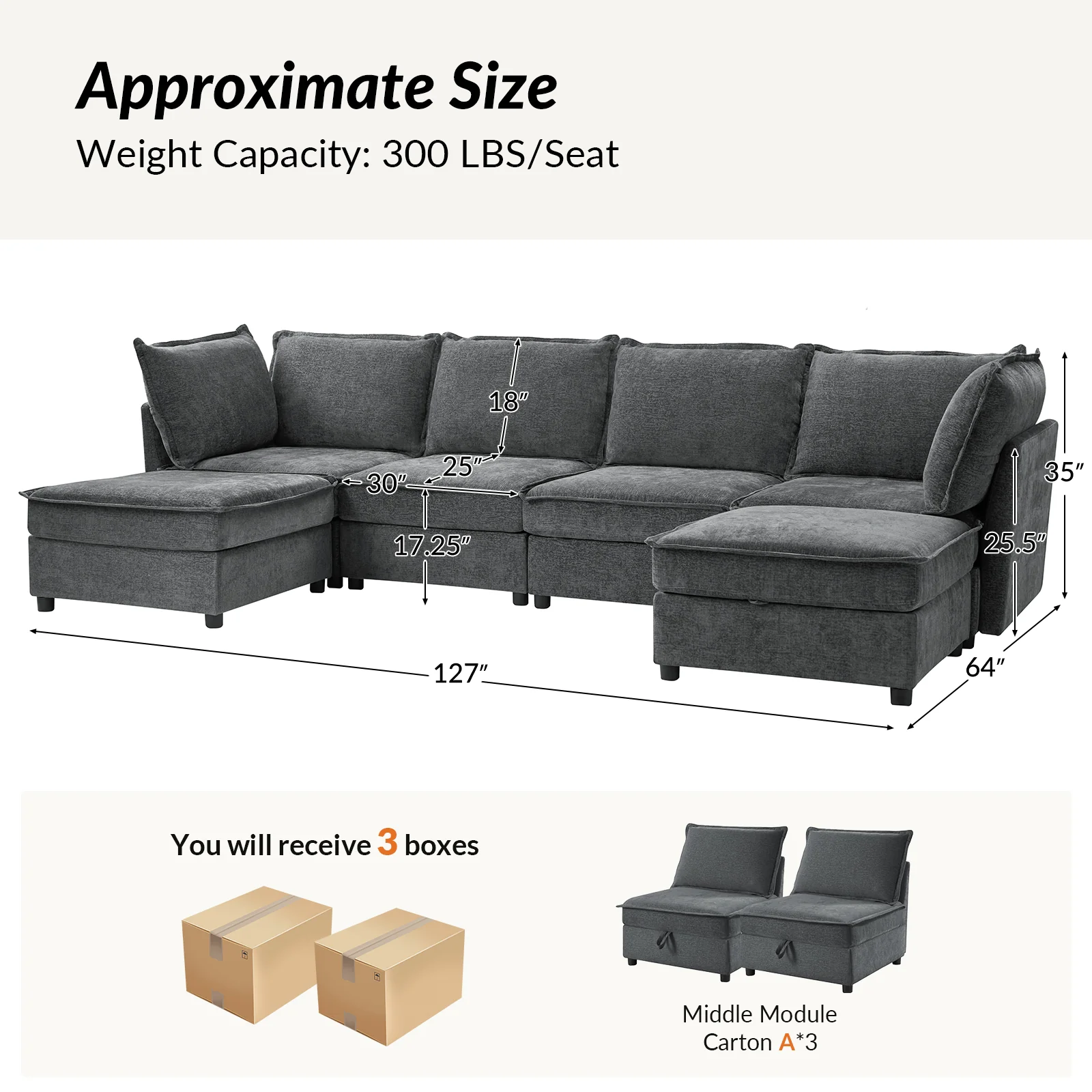 Harmetrix Oversized Soft Sectional Couch with Storage - Image 62