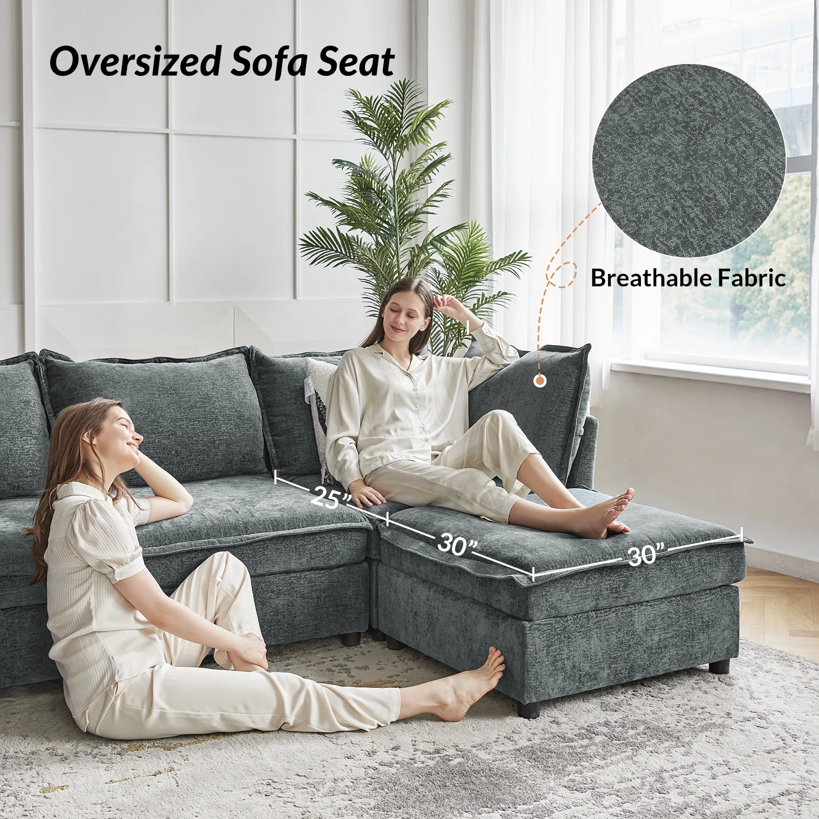 Harmetrix Oversized Soft Sectional Couch with Storage - Image 63
