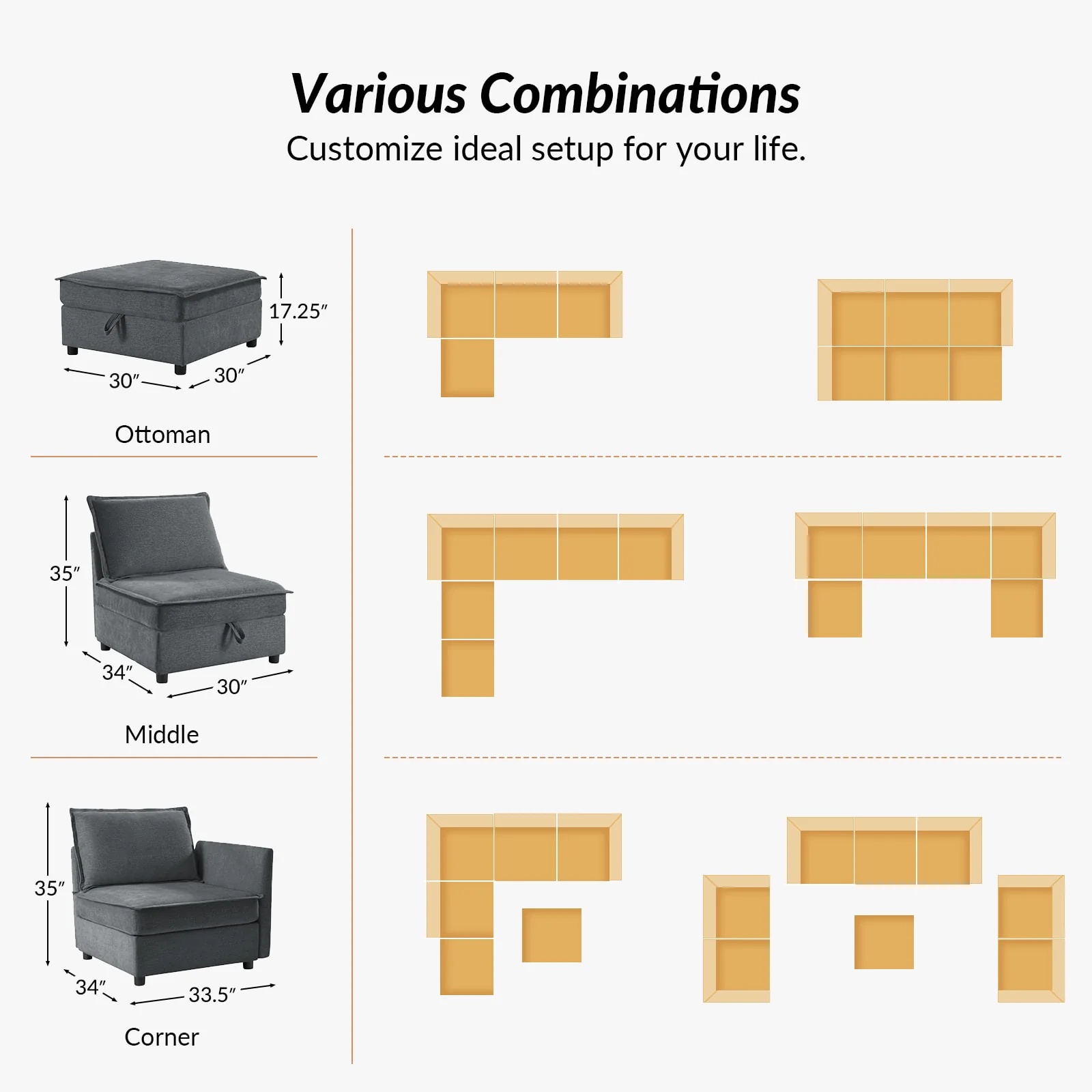 Harmetrix Oversized Soft Sectional Couch with Storage - Image 64