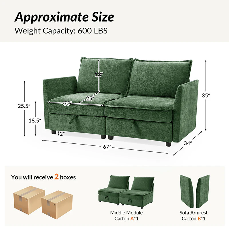 Harmetrix Oversized Soft Sectional Couch with Storage - Image 67