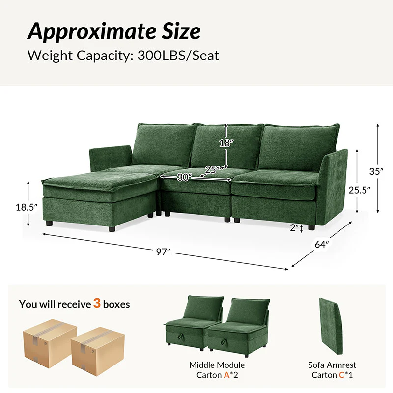 Harmetrix Oversized Soft Sectional Couch with Storage - Image 72