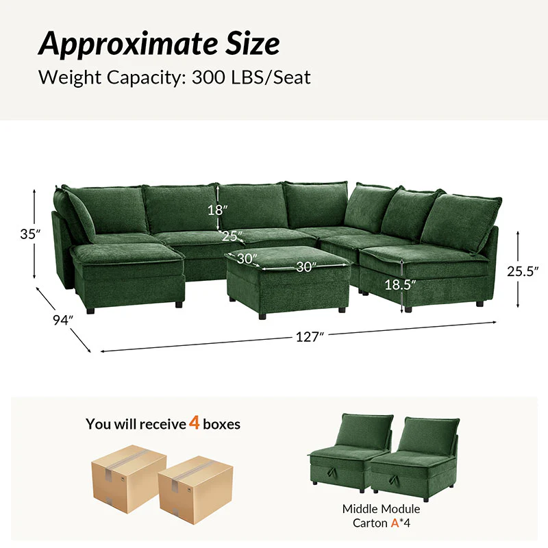 Harmetrix Oversized Soft Sectional Couch with Storage - Image 77