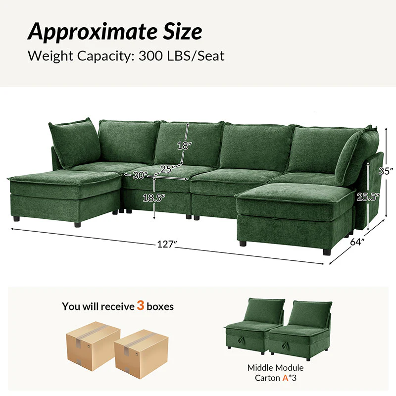 Harmetrix Oversized Soft Sectional Couch with Storage - Image 82