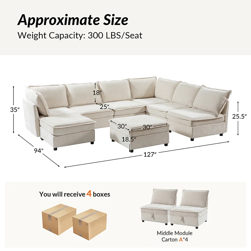 Harmetrix Oversized Soft Sectional Couch with Storage - Image 9