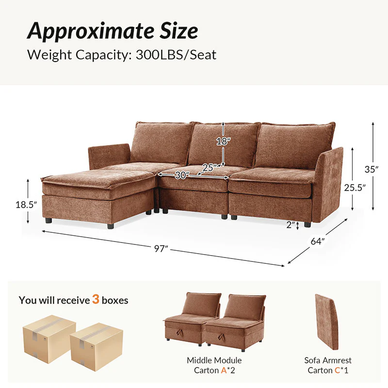 Harmetrix Oversized Soft Sectional Couch with Storage - Image 93