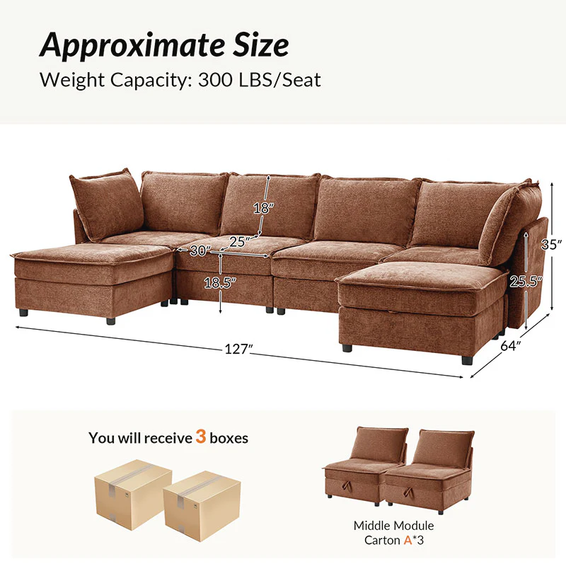 Harmetrix Oversized Soft Sectional Couch with Storage - Image 98