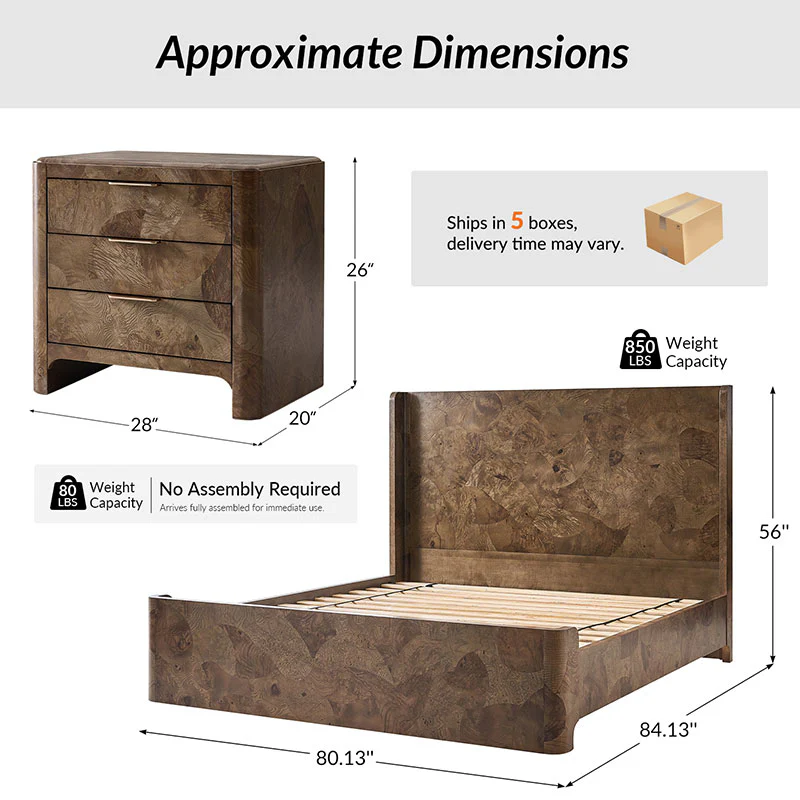 Virel 3-Piece Modern Marquetry Bedroom Set - Image 3