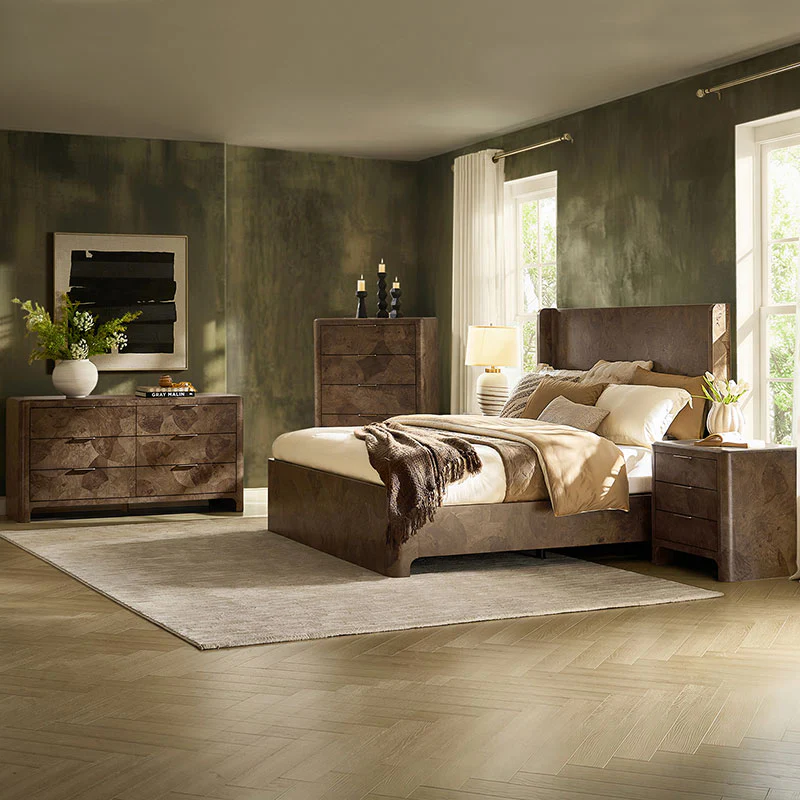 Virel 5-Piece Modern Marquetry Bedroom Set - Image 13