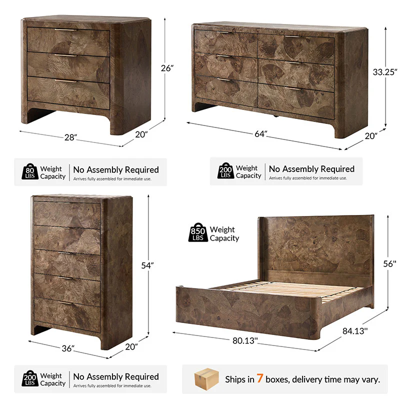 Virel 5-Piece Modern Marquetry Bedroom Set - Image 3