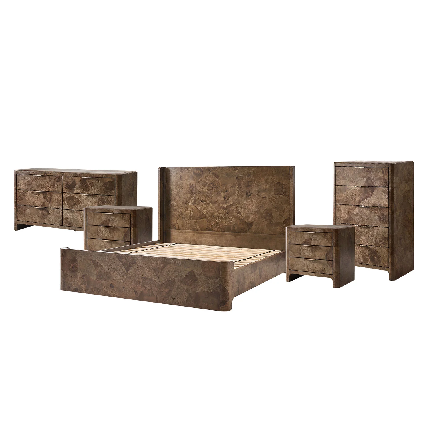 Virel 5-Piece Modern Marquetry Bedroom Set - Image 4