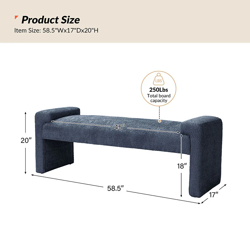 Vittoriano Upholstered Bed Foot Bench - Image 43