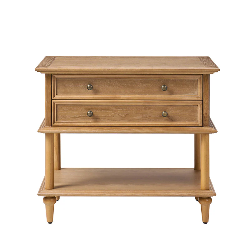 Multi-Functional Traditional Wood Nightstand with Open Shelf - Image 12