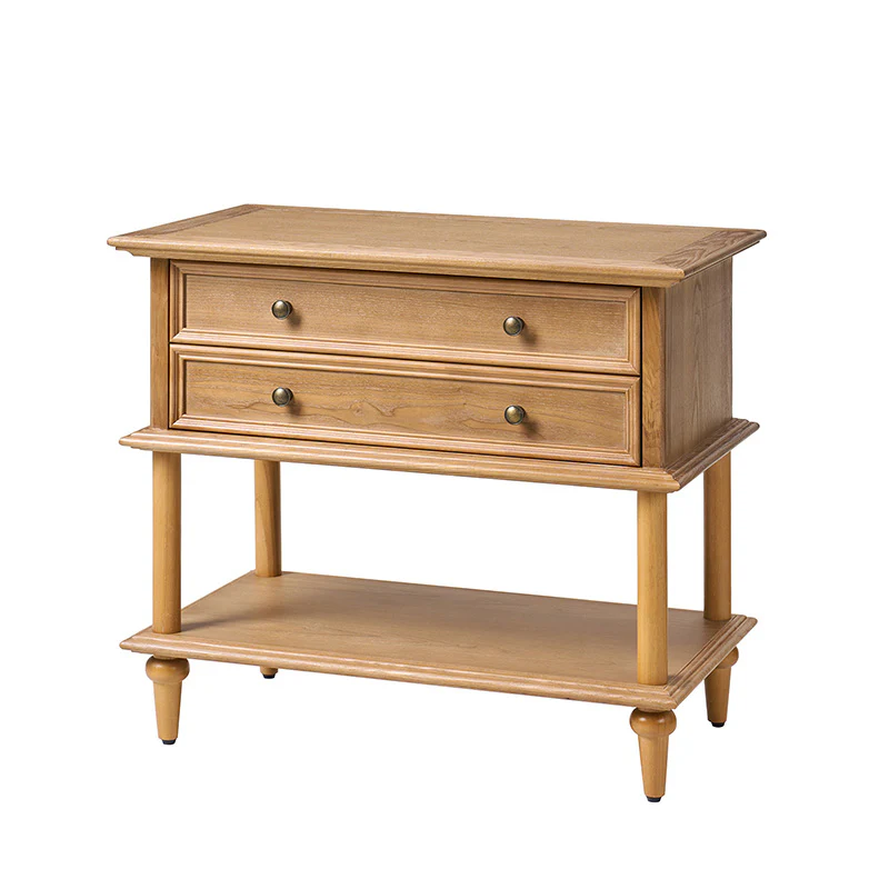 Multi-Functional Traditional Wood Nightstand with Open Shelf - Image 13