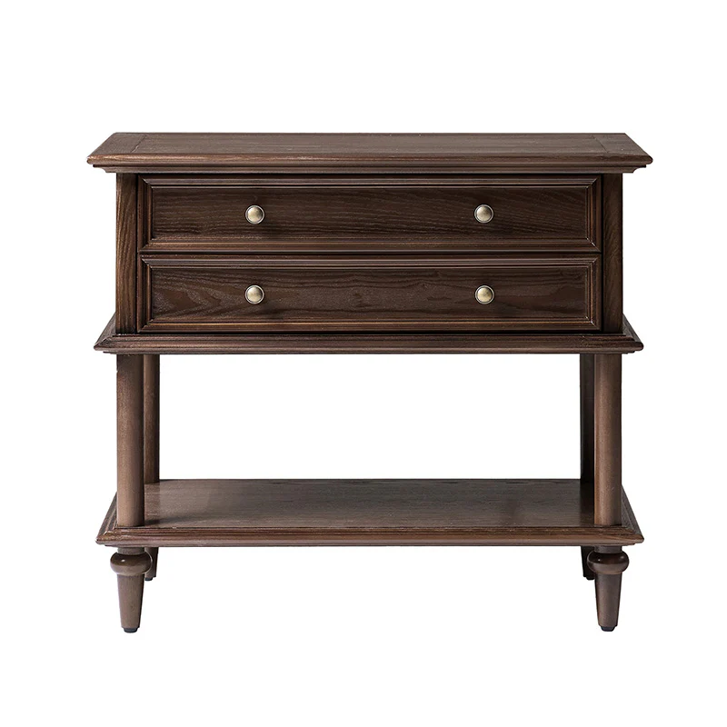 Multi-Functional Traditional Wood Nightstand with Open Shelf - Image 4