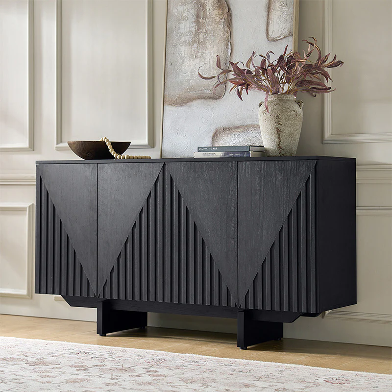 Dietreich Wooden Buffet Sideboard with Deep Embossed Texture - Image 11