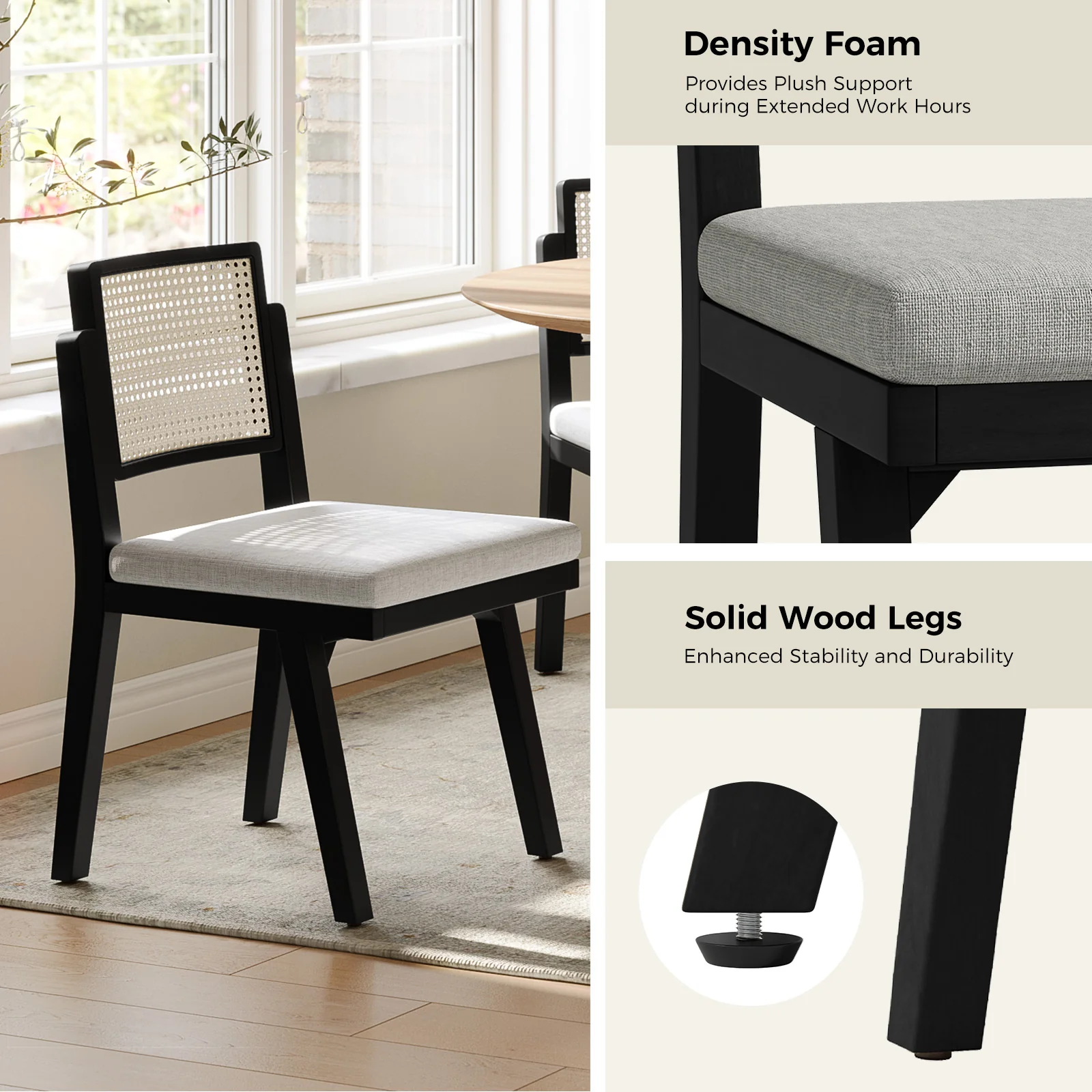 Elazar Modern Woven Rattan Backrest Dining Chair(Optional Types) - Image 14