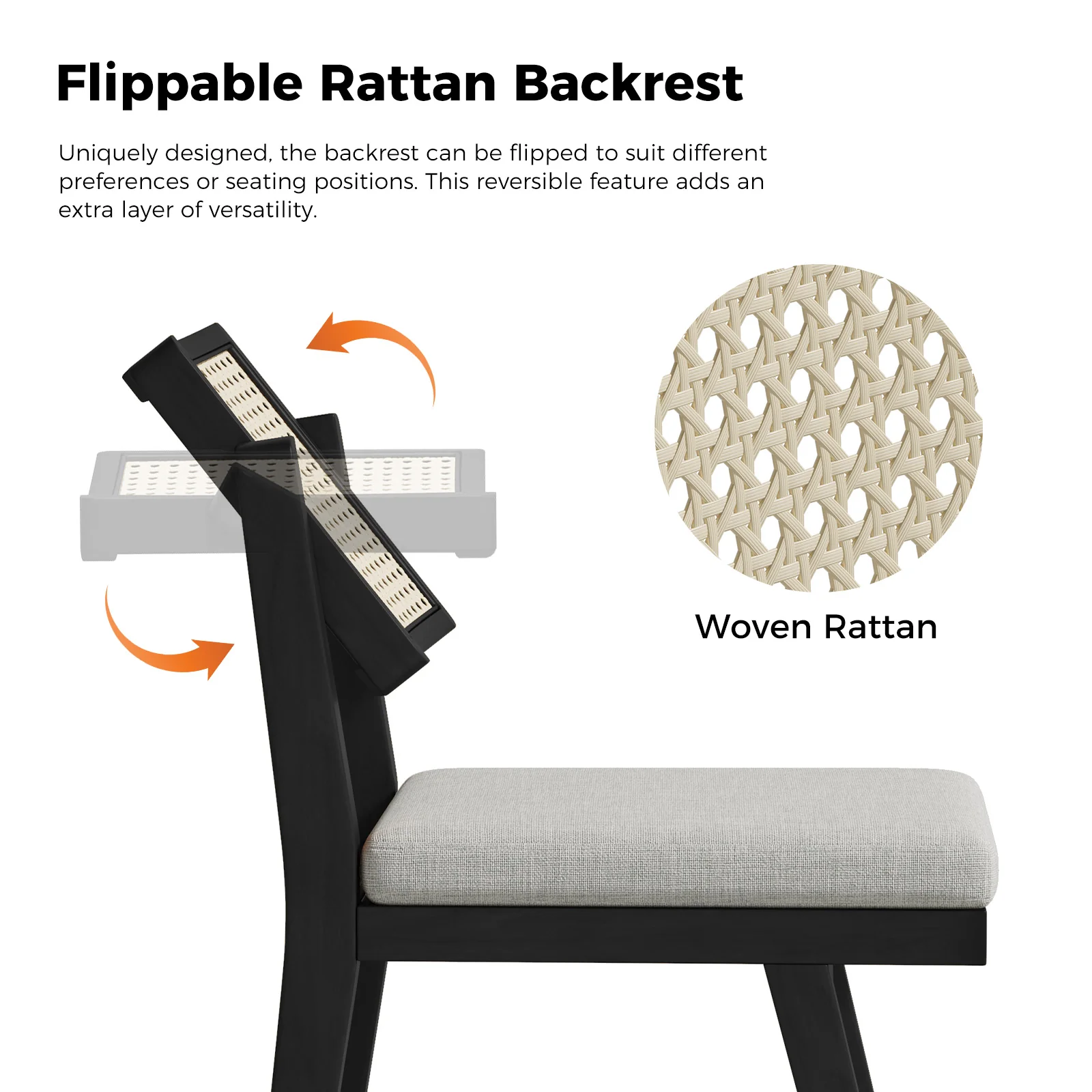Elazar Modern Woven Rattan Backrest Dining Chair(Optional Types) - Image 16