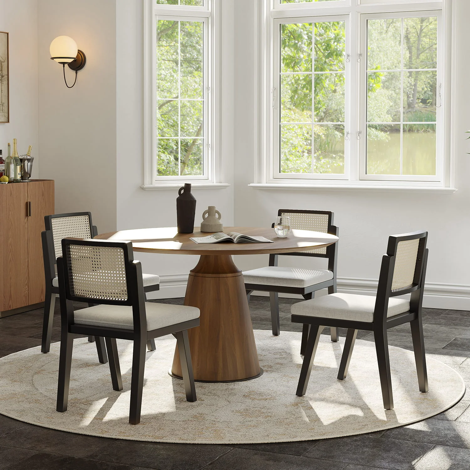 Elazar Modern Woven Rattan Backrest Dining Chair(Optional Types) - Image 17