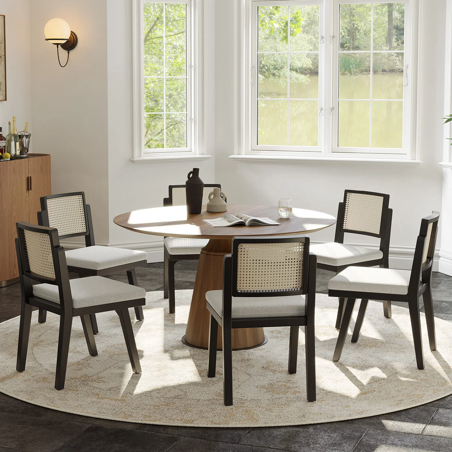 Elazar Modern Woven Rattan Backrest Dining Chair(Optional Types) - Image 22