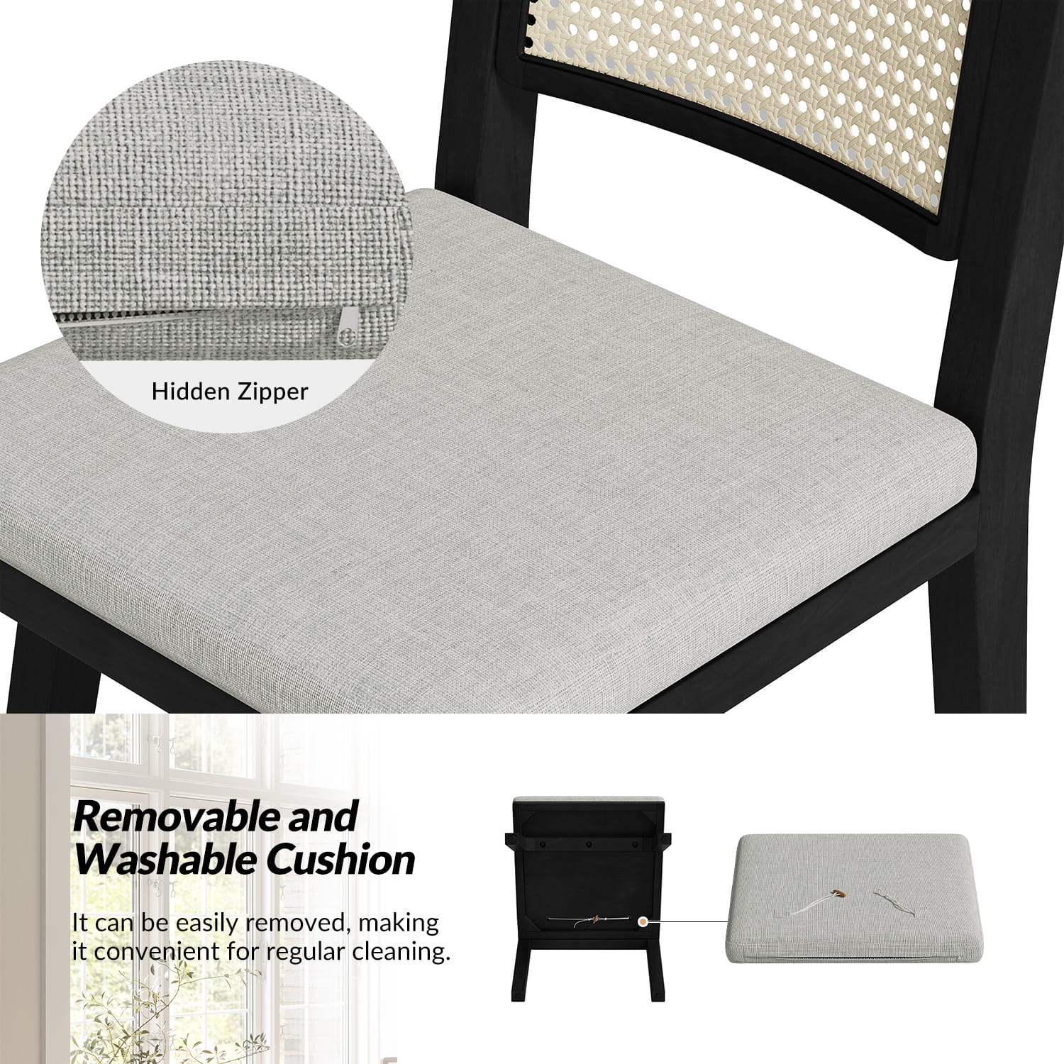 Elazar Modern Woven Rattan Backrest Dining Chair(Optional Types) - Image 24