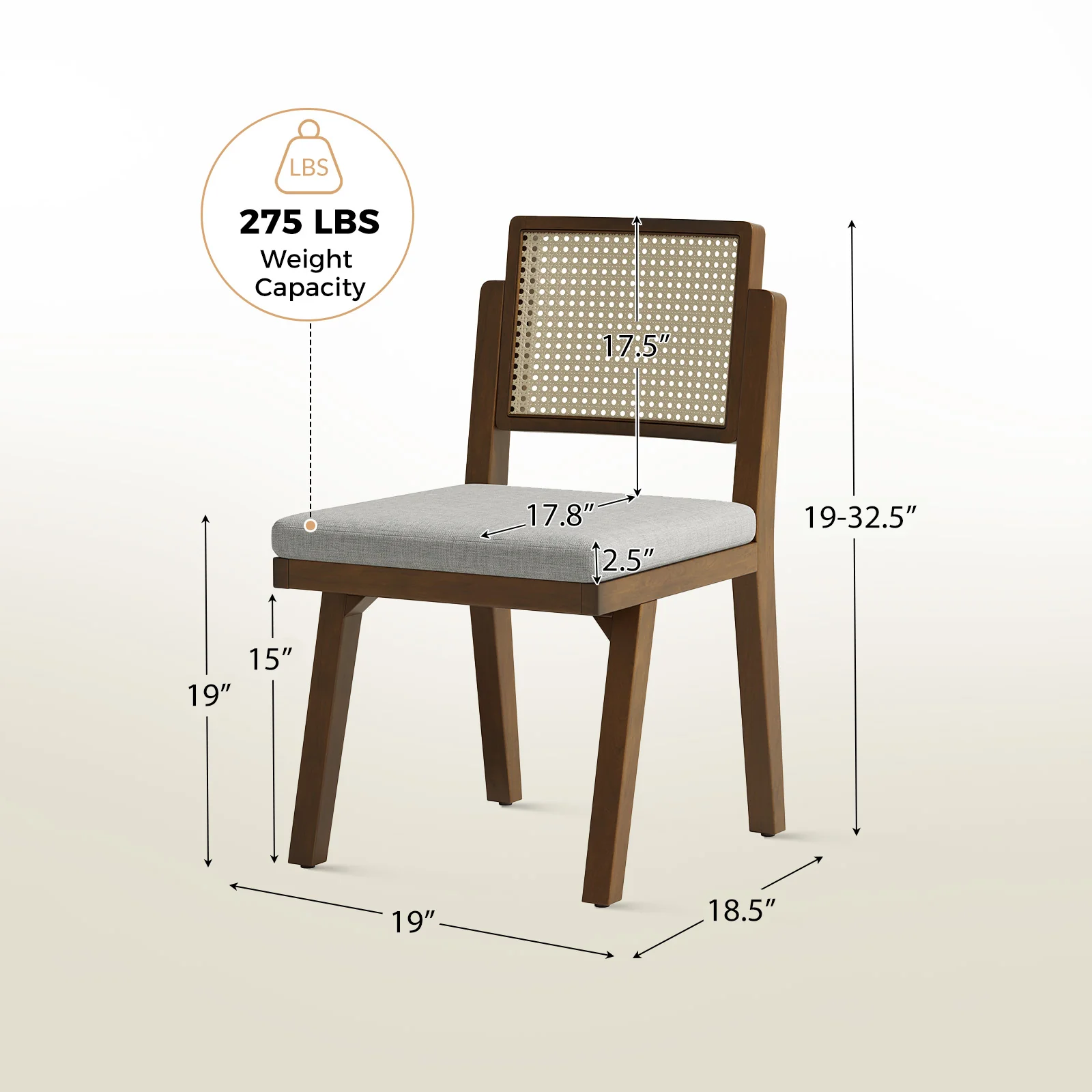 Elazar Modern Woven Rattan Backrest Dining Chair(Optional Types) - Image 3