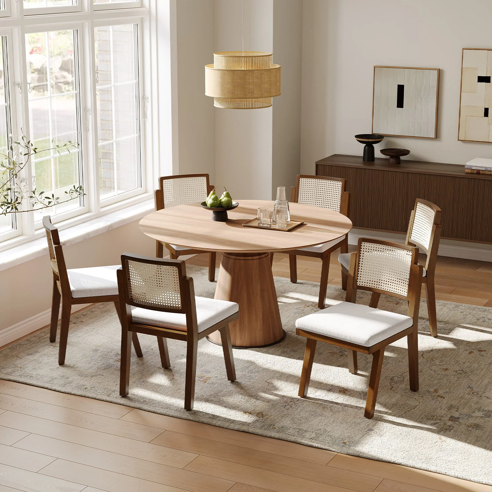 Elazar Modern Woven Rattan Backrest Dining Chair(Optional Types) - Image 32