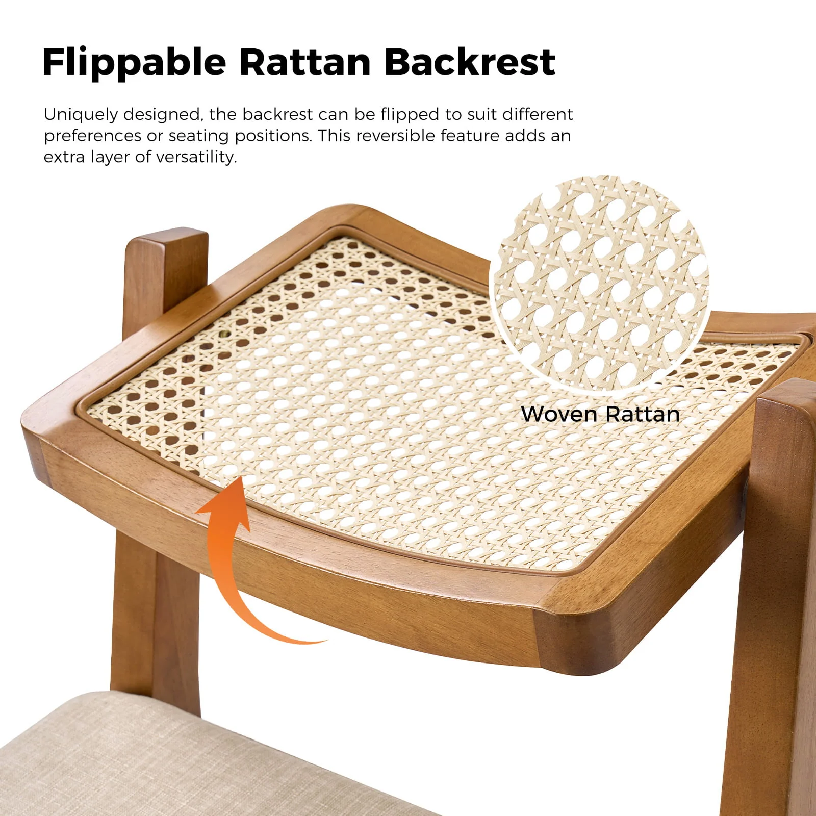 Elazar Modern Woven Rattan Backrest Dining Chair(Optional Types) - Image 34