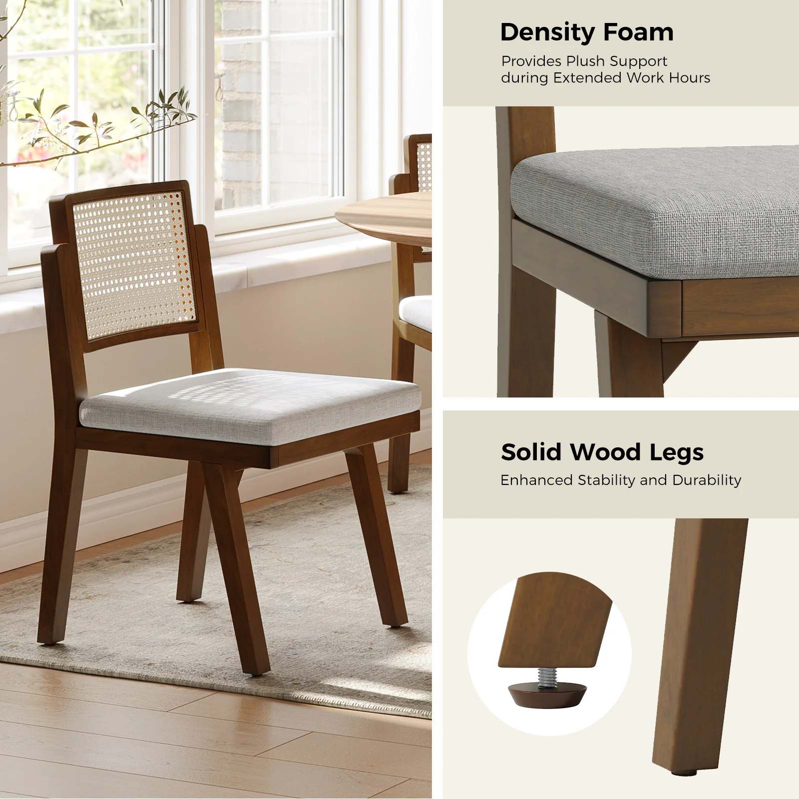 Elazar Modern Woven Rattan Backrest Dining Chair(Optional Types) - Image 6