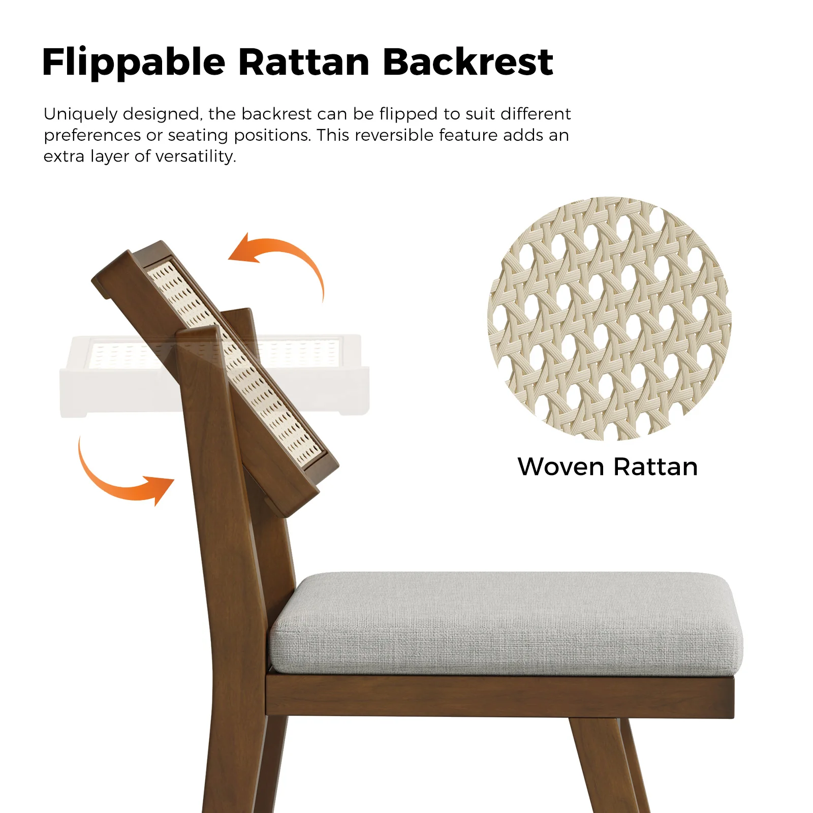 Elazar Modern Woven Rattan Backrest Dining Chair(Optional Types) - Image 8