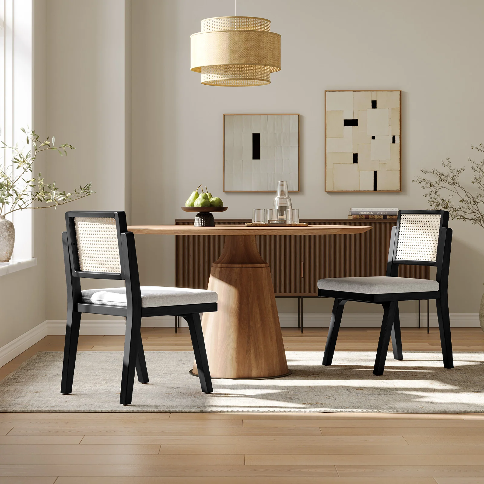 Elazar Modern Woven Rattan Backrest Dining Chair(Optional Types) - Image 9